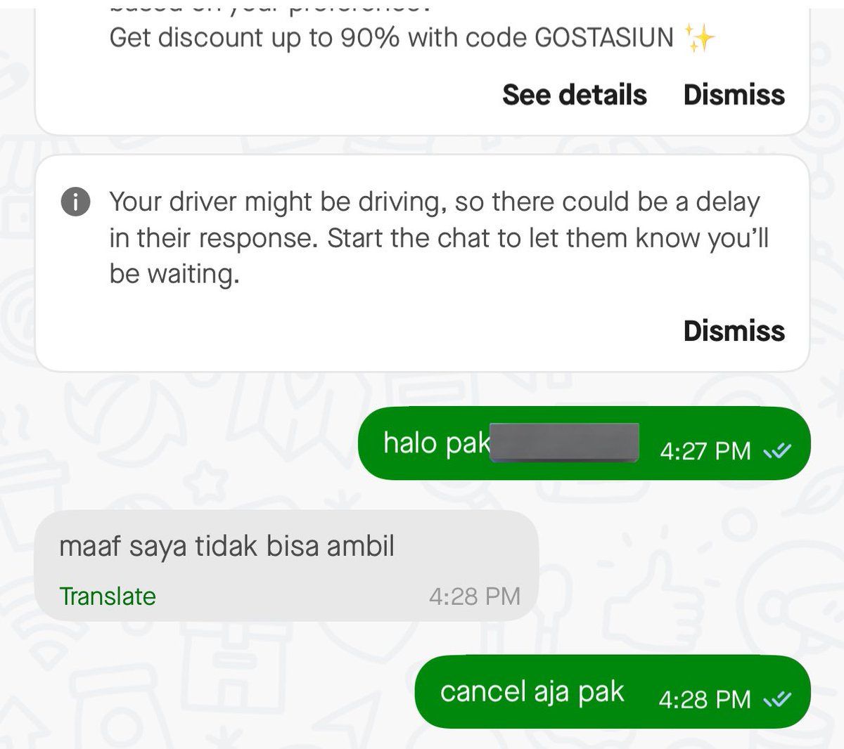 tukangyap's tweet photo. @Babatmentai @perogeremmer cs manja? wkwkkw then explain this? itu ss pertama, driver udah deket trs di cancel padahal gue udah di lokasi. ss kedua, gue suruh cancel karna dia lewat depan mata cuma gamau berenti &amp; end up gue fotoin mobilnya.

wasting time tau ga ngadepin orang begini. https://t.co/OVkhR5tIMm