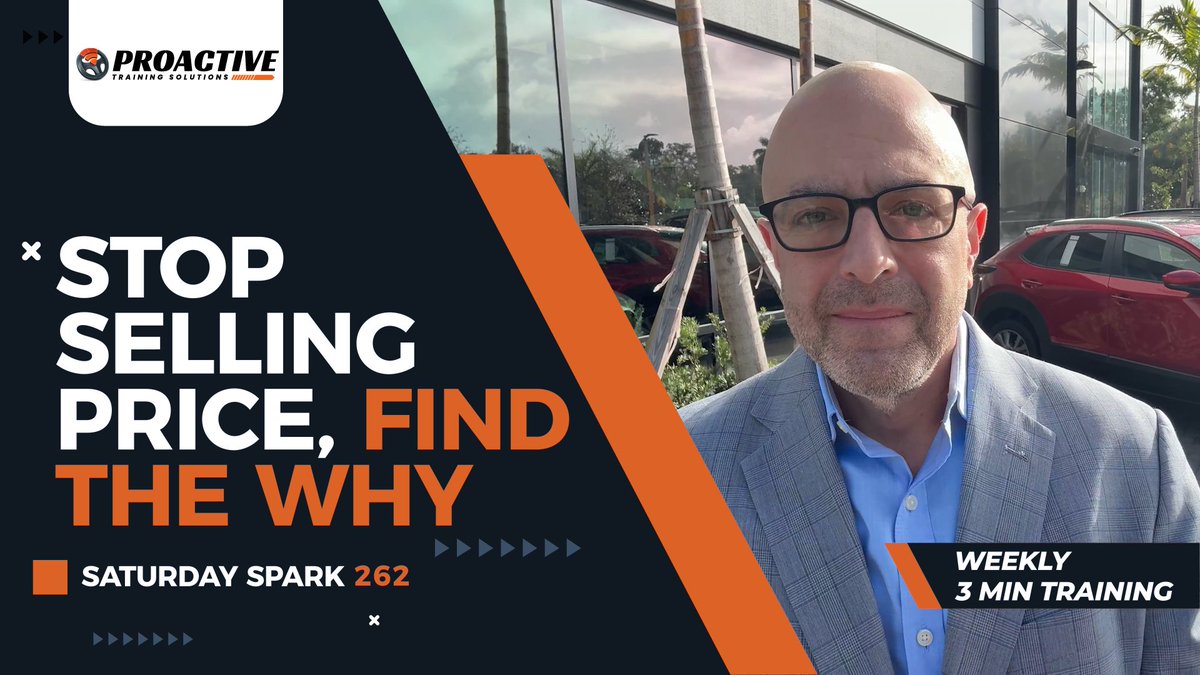 If your team is struggling with pricing conversations, this Spark will help them move past the transaction and back into the emotional part of the sale. hubs.ly/Q045XLX00

#SaturdaySpark #AutomotiveSales #DealershipManagement #SalesManager #GeneralManager #BDCManagement