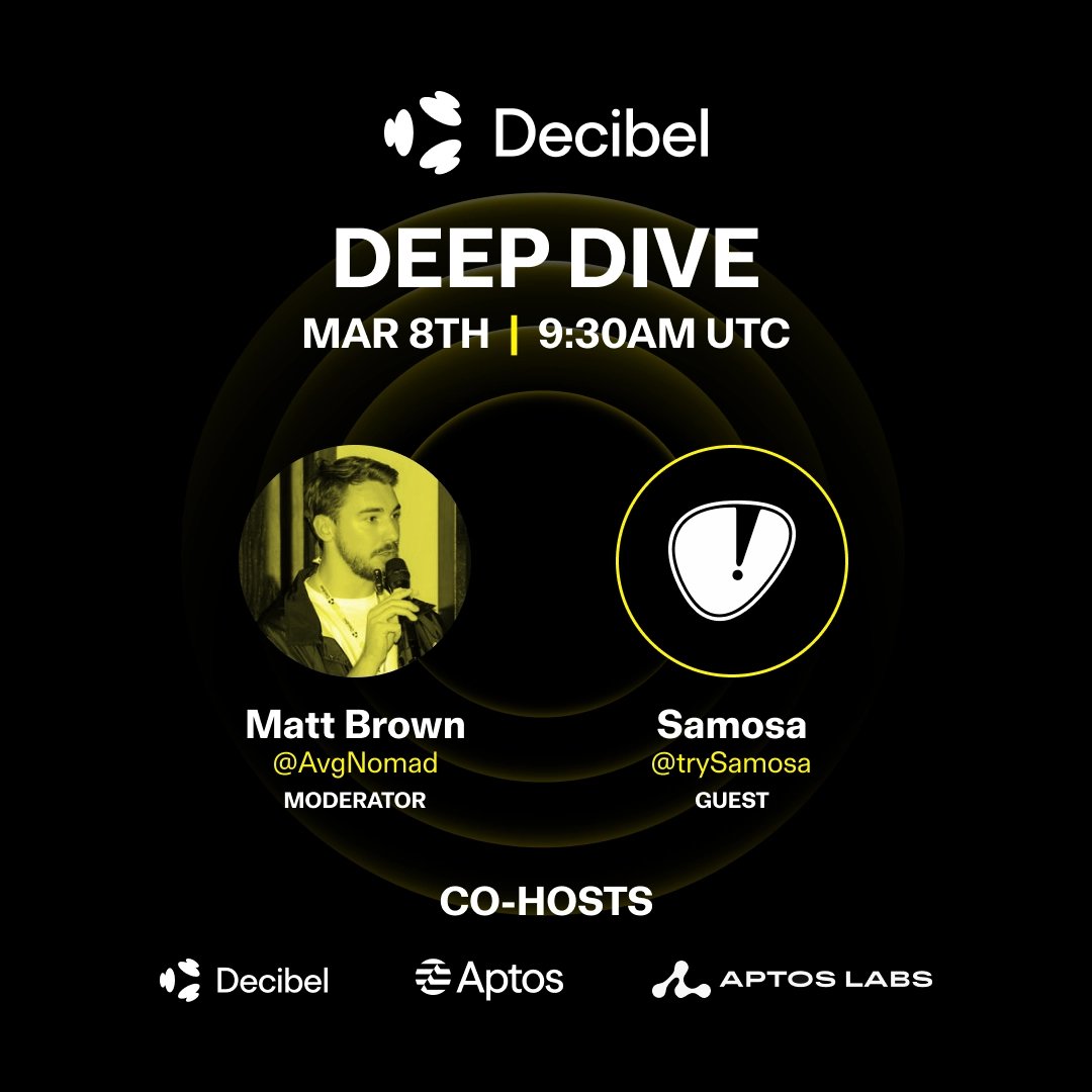 Trading shouldn't chain you to your desktop.

Tomorrow, <a href="/AvgNomad/">Mr.Brown 🔊</a> joins <a href="/trySamosa/">Samosa</a> to talk Social-Fi trading, competitive PvP battles, and how they're bringing the full Decibel experience straight to Telegram.

Set your reminder below 👇