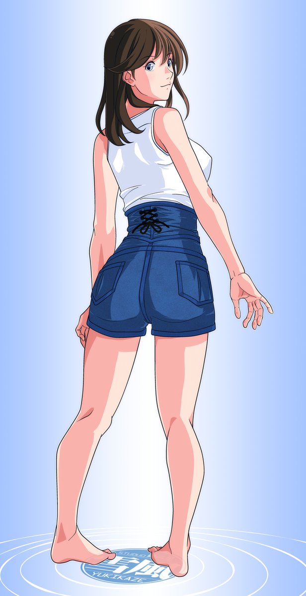 「ネットで見かけたデニムショートパンツの背中を描きたかっただけの過去絵」|毛根要請・雪風のイラスト
