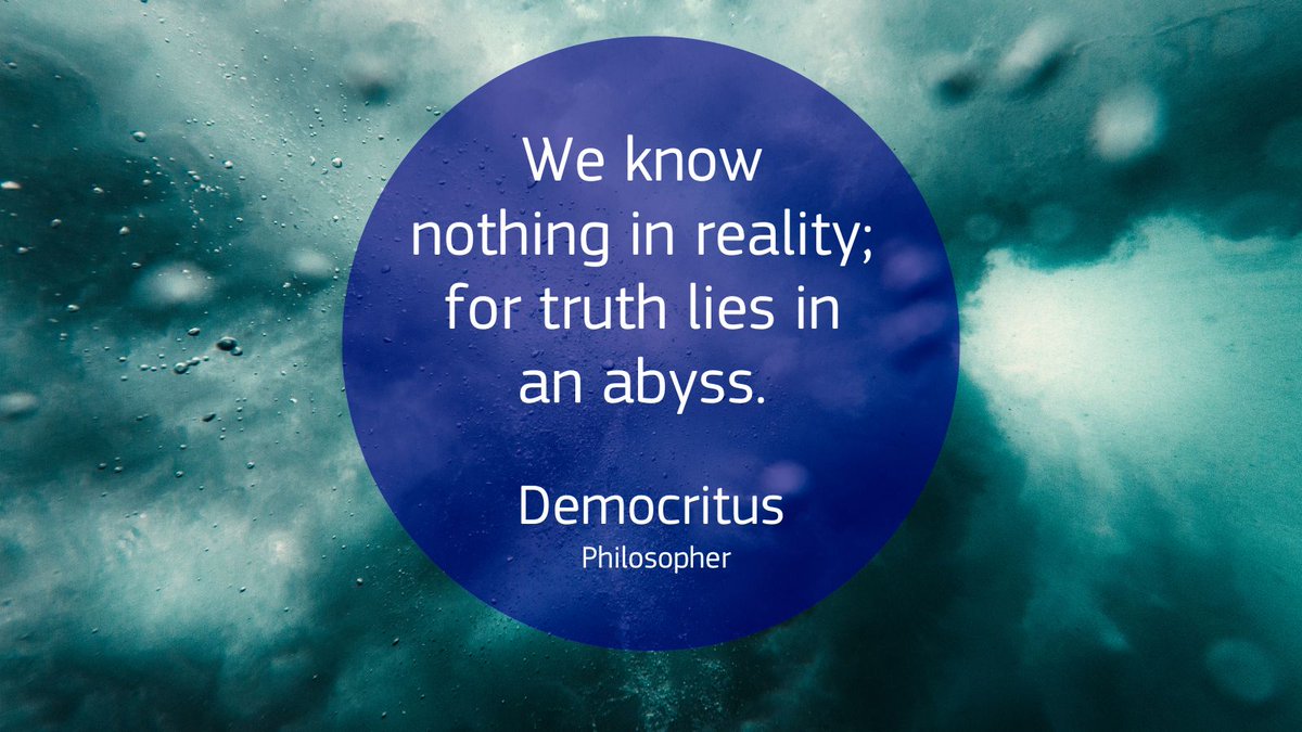 CORDIS_EU's tweet image. ⚛️ Was Democritus right? Maybe. But on CORDIS, we’re quite fond of the abyss.

If truth is down there, EU researchers are already deep diving, testing ideas, building prototypes and publishing results.

Ready to peer over the edge? 
🔎 europa.eu/!Cvm3BW 

#ScienceQuote
