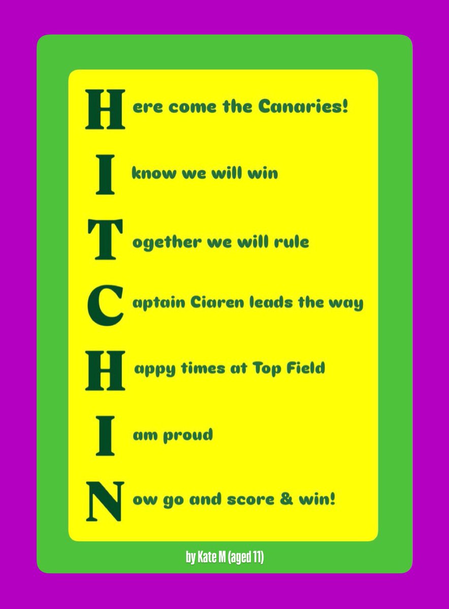 juniorcanaries's tweet photo. Huge congratulations to our latest creative writing competition winner - 11 year old Hitchin FC fan Kate! 👏🏼 https://t.co/243DPxj3Bz