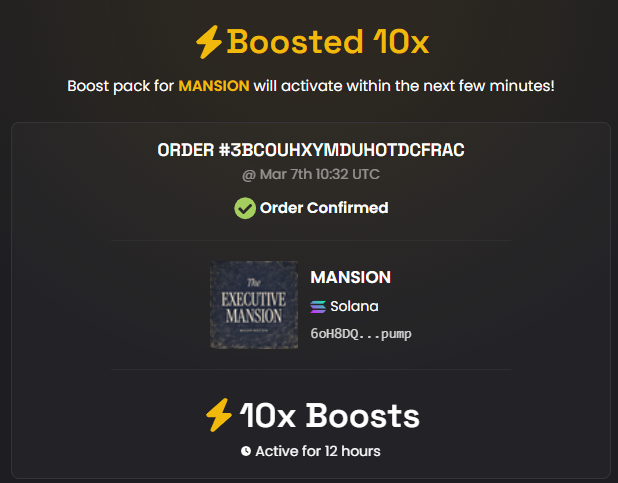 The Executive Mansion is boosted on Dex!

$MANSION