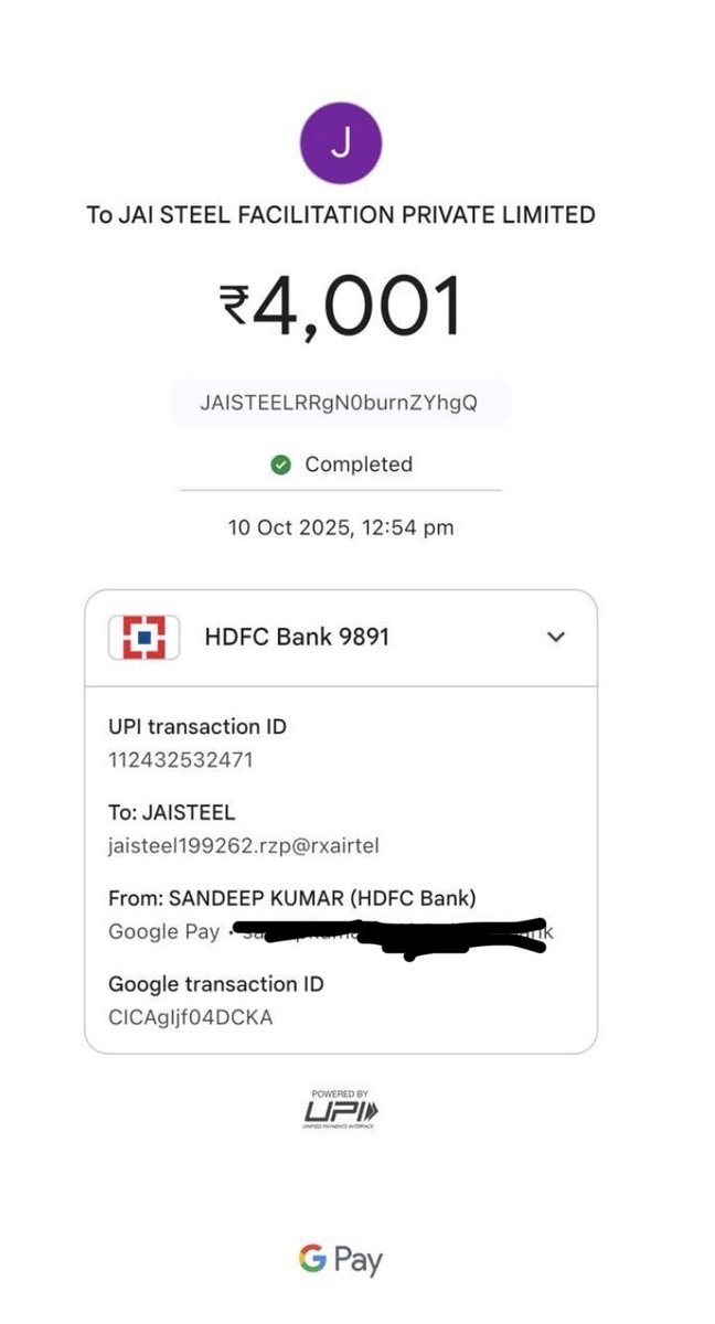 sandipkumar2410's tweet photo. @CMODelhi @cmohry Jai steel facilitation Pvt Ltd, Gurugram, I paid ₹ 4001 on 10 oct but till now I have not received railway ticket booking dongle. Vijeta 9217306750, Juli both are culprit in this they not provide dongle to me. Sir, pls help me to get refund. We will be greatful https://t.co/0DTnVTg85g