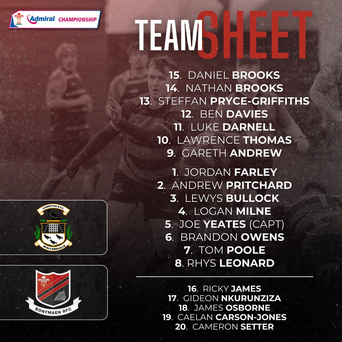 Bonymaenrugby's tweet photo. Match Day 🏉

📍Athletic Ground, SA4 3AB
⏰ 14:30
🆚 Gowerton
🏆 Admiral Championship West

#UppaMaen #WRUcommunity https://t.co/uxNCrFUb1Y
