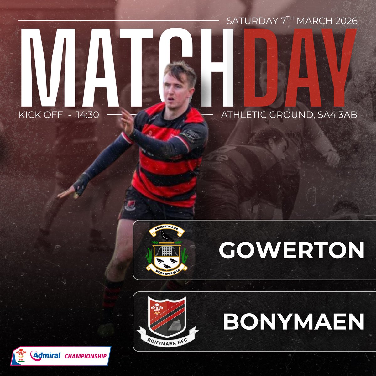Bonymaenrugby's tweet photo. Match Day 🏉

📍Athletic Ground, SA4 3AB
⏰ 14:30
🆚 Gowerton
🏆 Admiral Championship West

#UppaMaen #WRUcommunity https://t.co/uxNCrFUb1Y