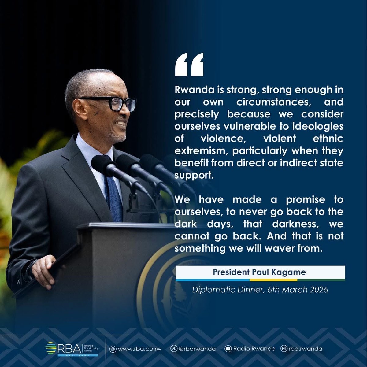 HendricksNtwali's tweet photo. We have made a promise to ourselves, to never go back to the dark days, that darkness, we cannot go back. H.E @PaulKagame #Rw https://t.co/ksg1jMv6qS