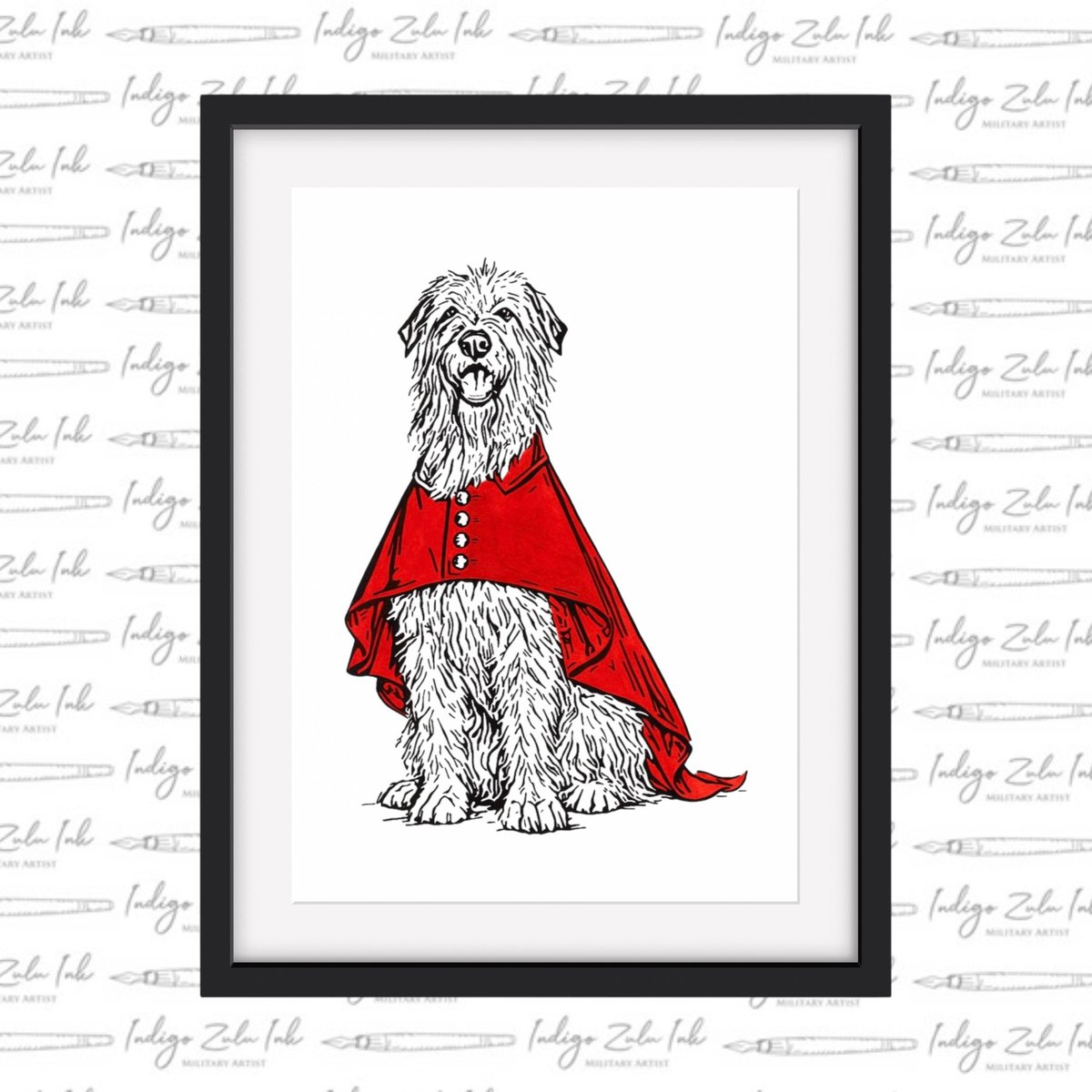 indigozuluink's tweet image. ‘Turlough Mór Maith Tu’

More affectionately know as “Seamus”, he is the ceremonial Irish Wolfhound mascot of the @irish_guards, one of the regiments of the British Army’s Household Division. 

#irishguards #mascot #militarydog #dogportrait #inkdrawing
