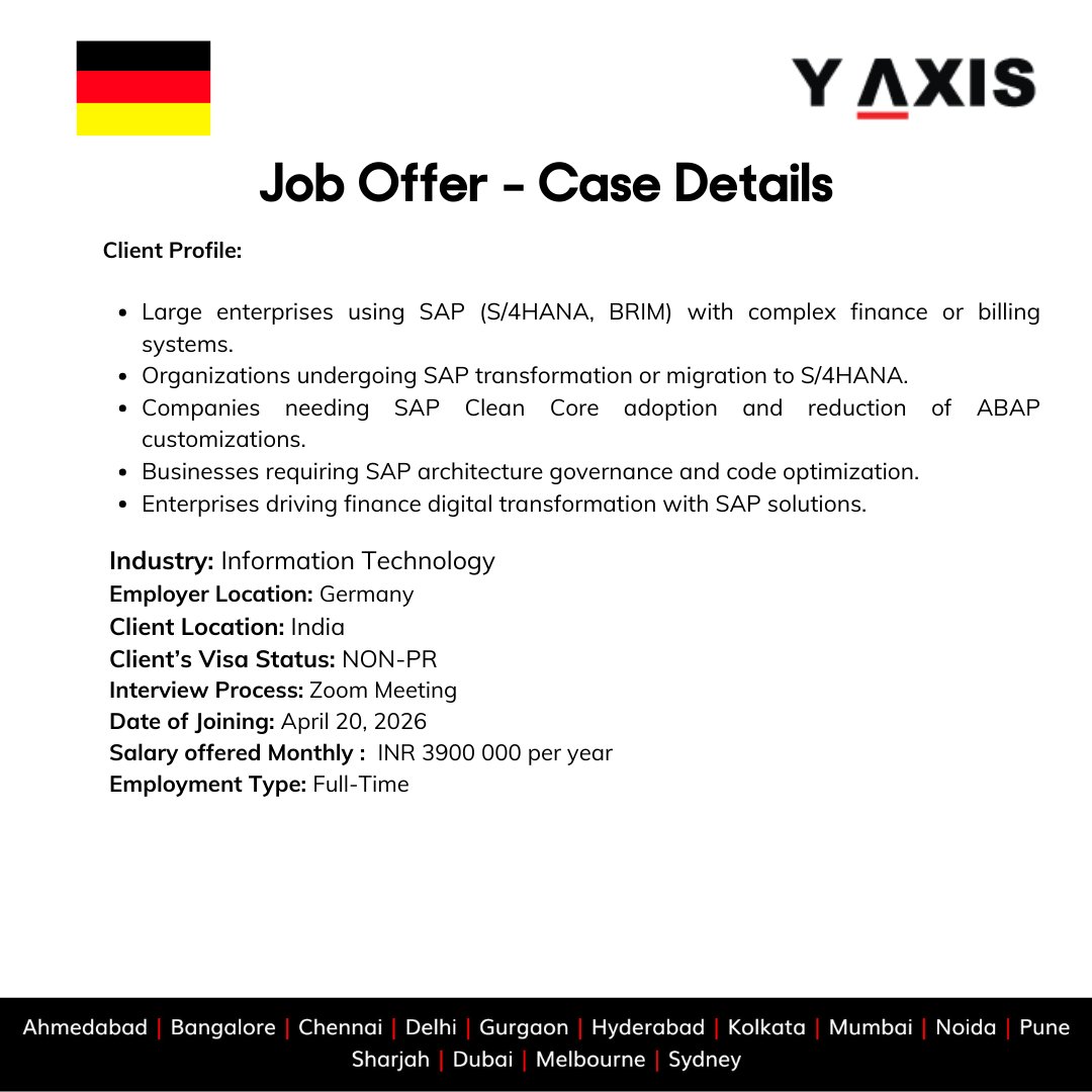 yaxis's tweet image. Success Story

Our client secured a SAP BRIM Tech Lead role in Germany with Y-Axis support—guided through profile preparation, job search strategy, and application process.

👉 y-axis.com/visa/work/germ…

#WorkInGermany #GermanyJobs #SAPJobs #TechCareers #SuccessStory #GlobalCareers
