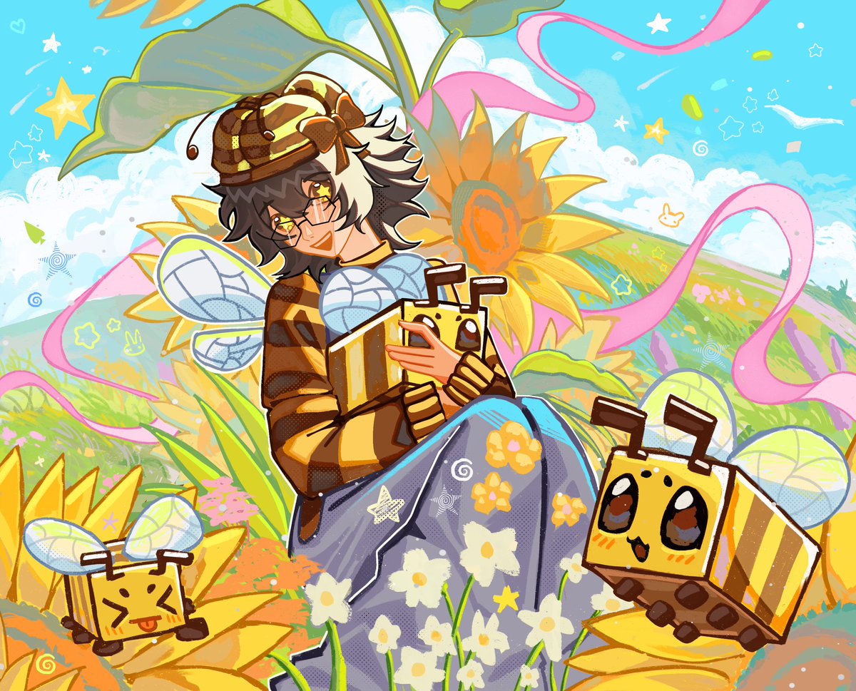 #Kutkyoo #DDesy entry for <a href="/kutkyoo/">Noah! 🐝(ART CONTEST DEADLINE: MARCH 7TH, 2026)</a> <a href="/DDesys/">Desy ♡</a> 's art contest!! I had so much fun with it <3 especially the sunflowers and bee!! Drawing something pastel is always so refreshing