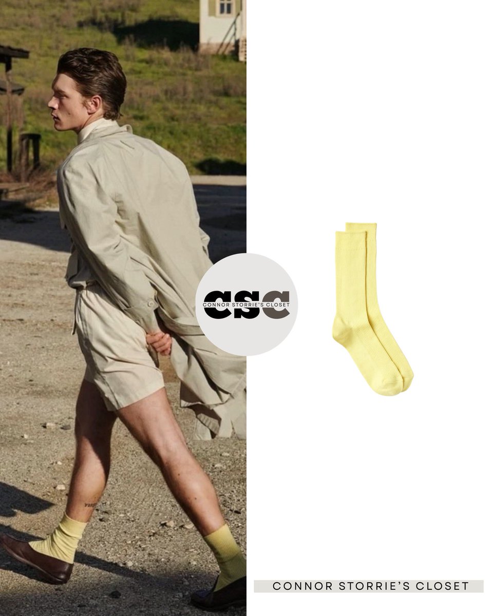 Connor Storrie for Vogue Adria wearing: 

Prada <a href="/Prada/">PRADA</a> Spring/Summer 2026 Look 10, Belgian Shoes ‘Mr Casual All Calf’ in Dark Brown Calf ($800), Uniqlo <a href="/UniqloUSA/">UNIQLO</a> 50 Socks in 41 Yellow ($5)

📸 Cass Bird
Styling: Taylor Angino

full outfit breakdown here: shopmy.us/collections/42…