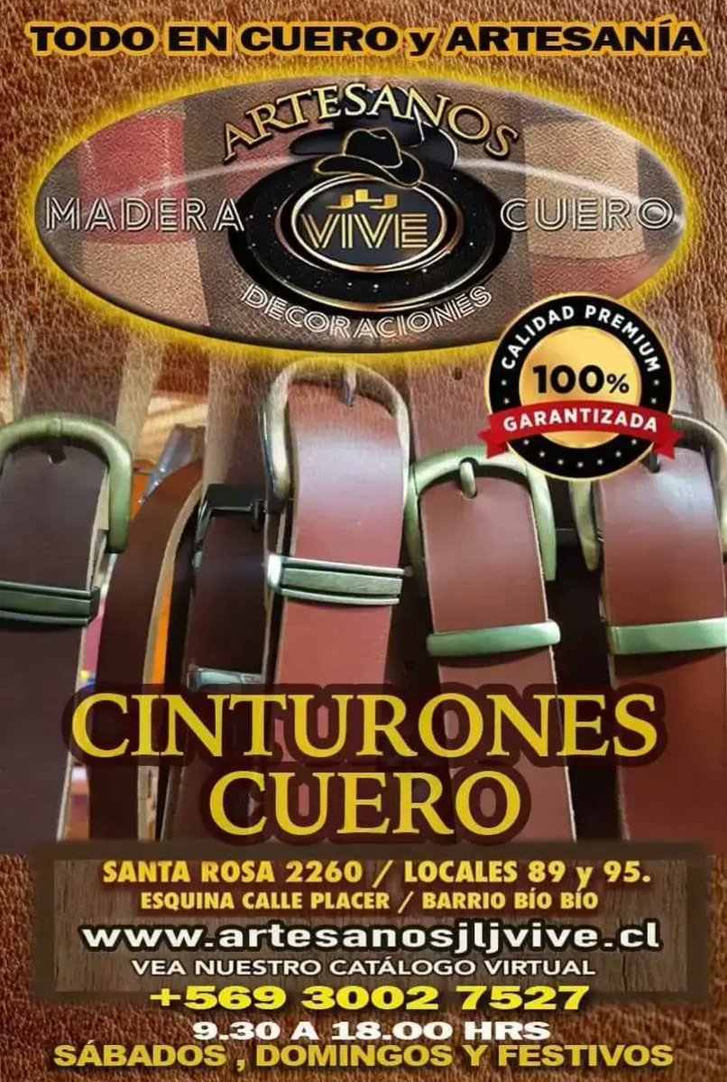 📌BARRIO BIO BIO DE SANTIAGO
📌ABIERTO 
📌 SABADOS
📌 DOMINGOS
📌 FESTIVOS
     9-18 Hrs
📌SANTA ROSA 2260       LOCALES 89 - 95 GALPON 4.
📌 ESQUINA calle PLACER 
📌Somos fabricantes 
📌Despacho a provincias
artesanosjljvive.com
👆👆👆👆👆👆👆👆👆
Vea nuestra página web