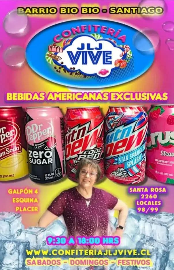 🇨🇱👉CONFITERIA JLJ VIVE
🇨🇱👉BARRIO BÍO BIO 
SANTIAGO 
💖👉ABIERTO 
💖👉SABADOS
💖👉DOMINGOS
💖👉FESTIVOS
👉9.30 18:00 Horas
🇨🇱👉 SANTA ROSA 2260
🇨🇱👉Locales 98/99
🇨🇱👉ESQUINA CALLE PLACER GALPON 4
💖👉DELICIAS AL PASO
💖👉KUCHENES /QUEQUES
💖👉PAI /BEBIDAS
confiteriajljvive.cl