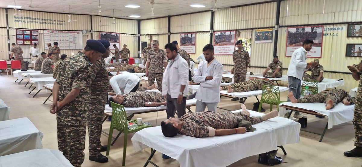 Digpopsdwa's tweet photo. On the occasion of the 87th Raising Day of CRPF, a Blood Donation Camp was organized by the CRPF Dantewada Range on 07/03/2026 at ANTS Barssor. 205 CRPF personnel of Range Dantewada, 195 Bn and ANTS Barsoor donated blood, setting an excellent example of service to humanity. https://t.co/JU21POPw9r