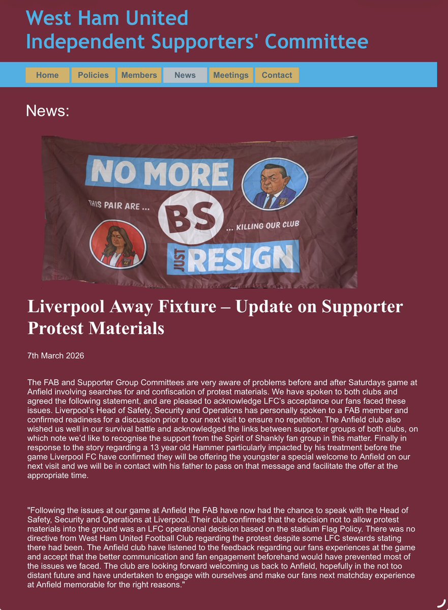 Official West Ham United Supporters’ Club tweet media