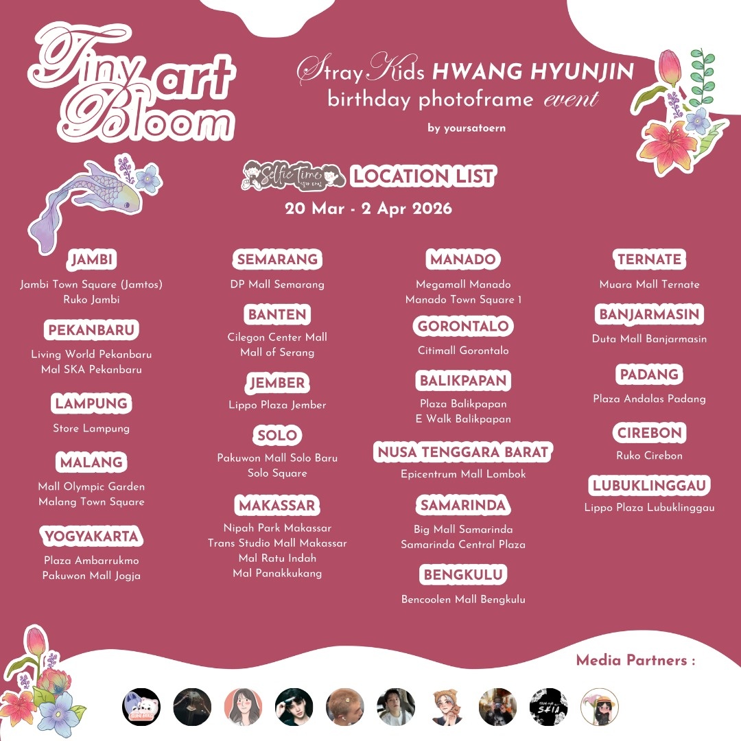jxstdark's tweet photo. ✿✼::°:. Tiny Art Bloom .:°::✼✿

Hwang Hyunjin Birthday Photobooth Event by @yoursatoern

Art in motion, bloom in emotion. Let’s spread the love for Hyunjin 💖

📆 20 Mar – 2 Apr 2026
📍 Selfie Time (@selfietimeid)

#TinyArtBloom #HwangHyunjin #Hyunjin #HyunjinBirthday https://t.co/GLc1o9RSX0