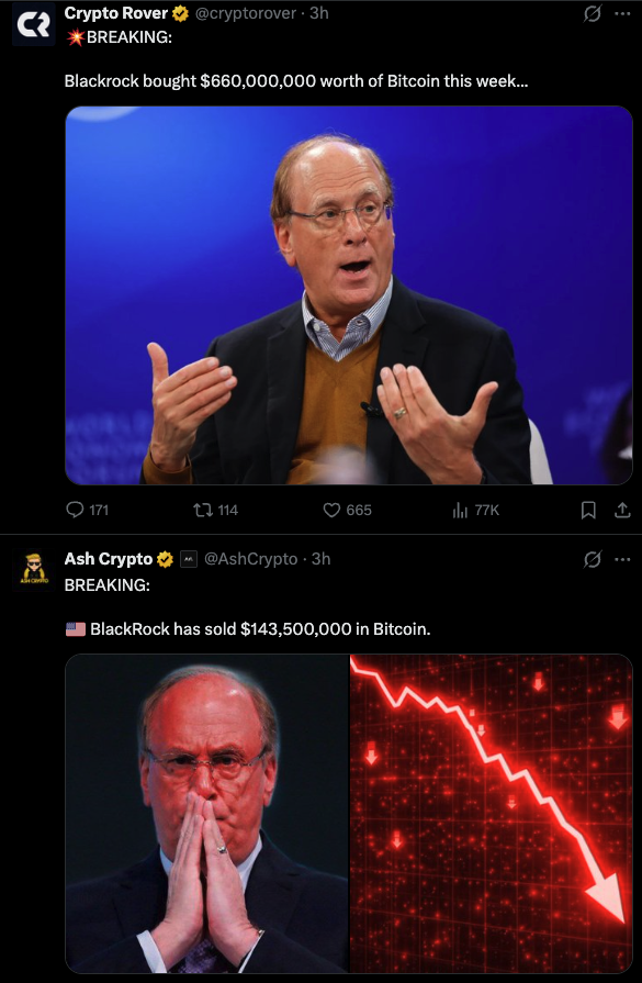 The fact that these two posts were on my timeline one after another shows the absolute jokery of this ETF narrative.
<a href="/cryptorover/">Crypto Rover</a> <a href="/AshCrypto/">Ash Crypto</a> 

#bitcoin #ETF #blackrock