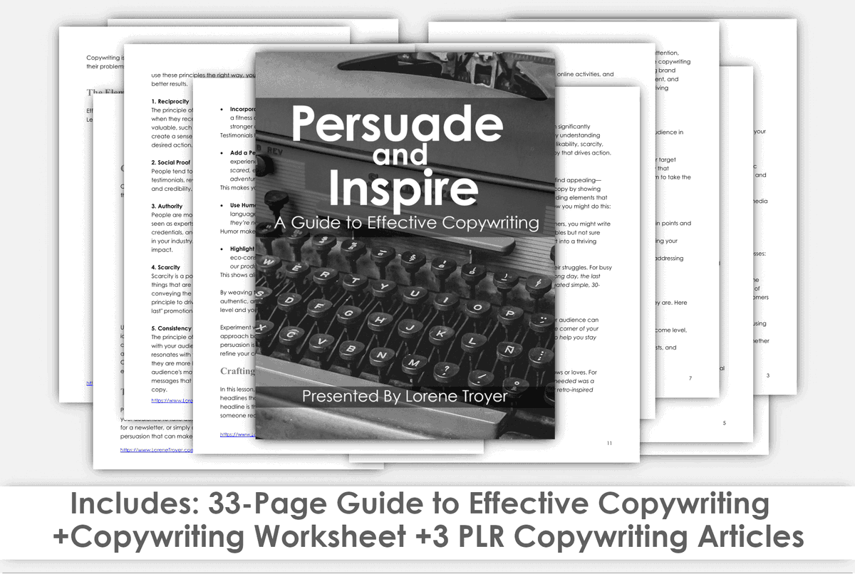 "The Copywriter's Power Pack: Essential Tools and Tips to Write Copy That Converts" Are you ready to turn your words into a sales machine? Discover the secrets to crafting copy that grabs attention, speaks directly to your audience, and compels them...  lorenebiz.com/CopyWriting