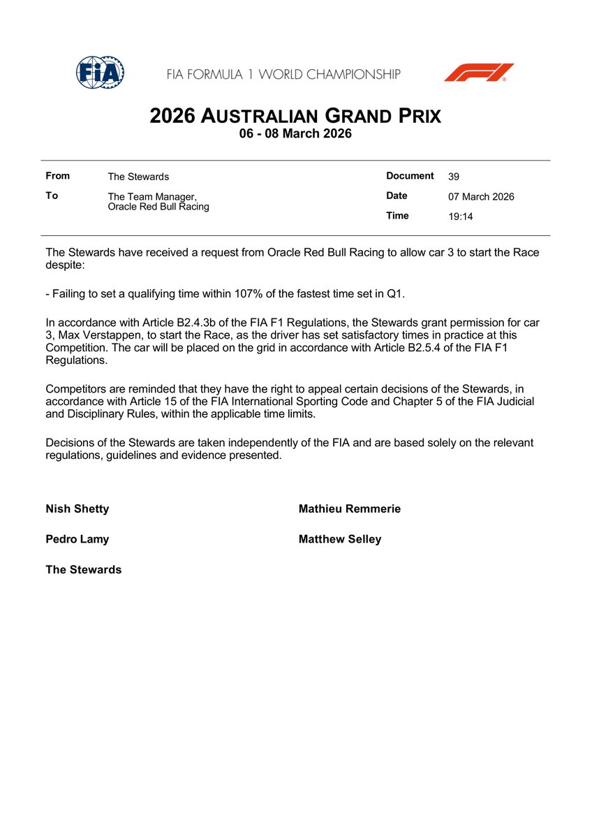 FIA F1 Documents Bot tweet media