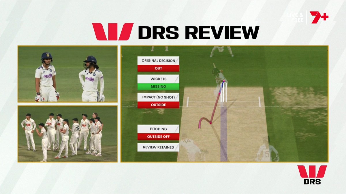 7Cricket's tweet image. A good review by Rawal, overturning the LBW decision 👏

#AUSvIND