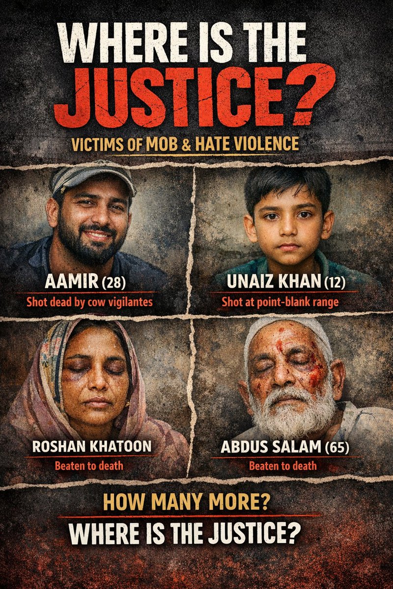Where is the justice for these Muslims lynched and killed? 

There is no mention of this in any National Media. Only if the victim happens from the other community, they hoard their reporters and attention to that but when Muslims are lynched they remain silent.
