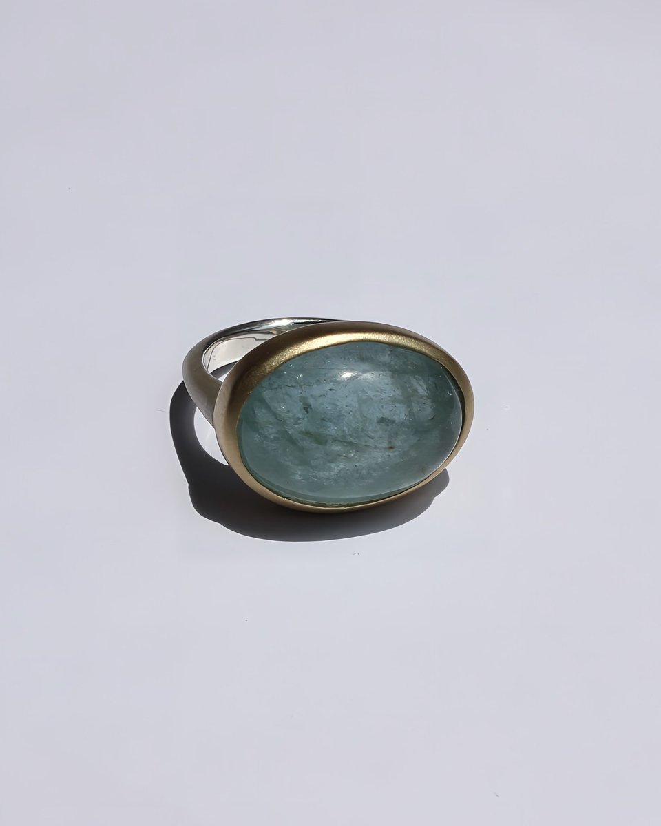 _raza's tweet photo. Aquamarine  13.10ct
K10YG × SV925  13号 https://t.co/z55bIo8thc