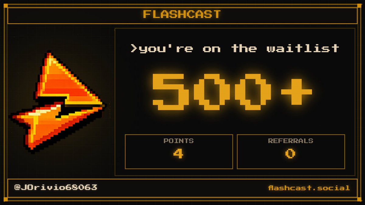 JOrivio68063's tweet photo. My Flashcast Social waitlist position is: # https://t.co/USOO5mUlAV