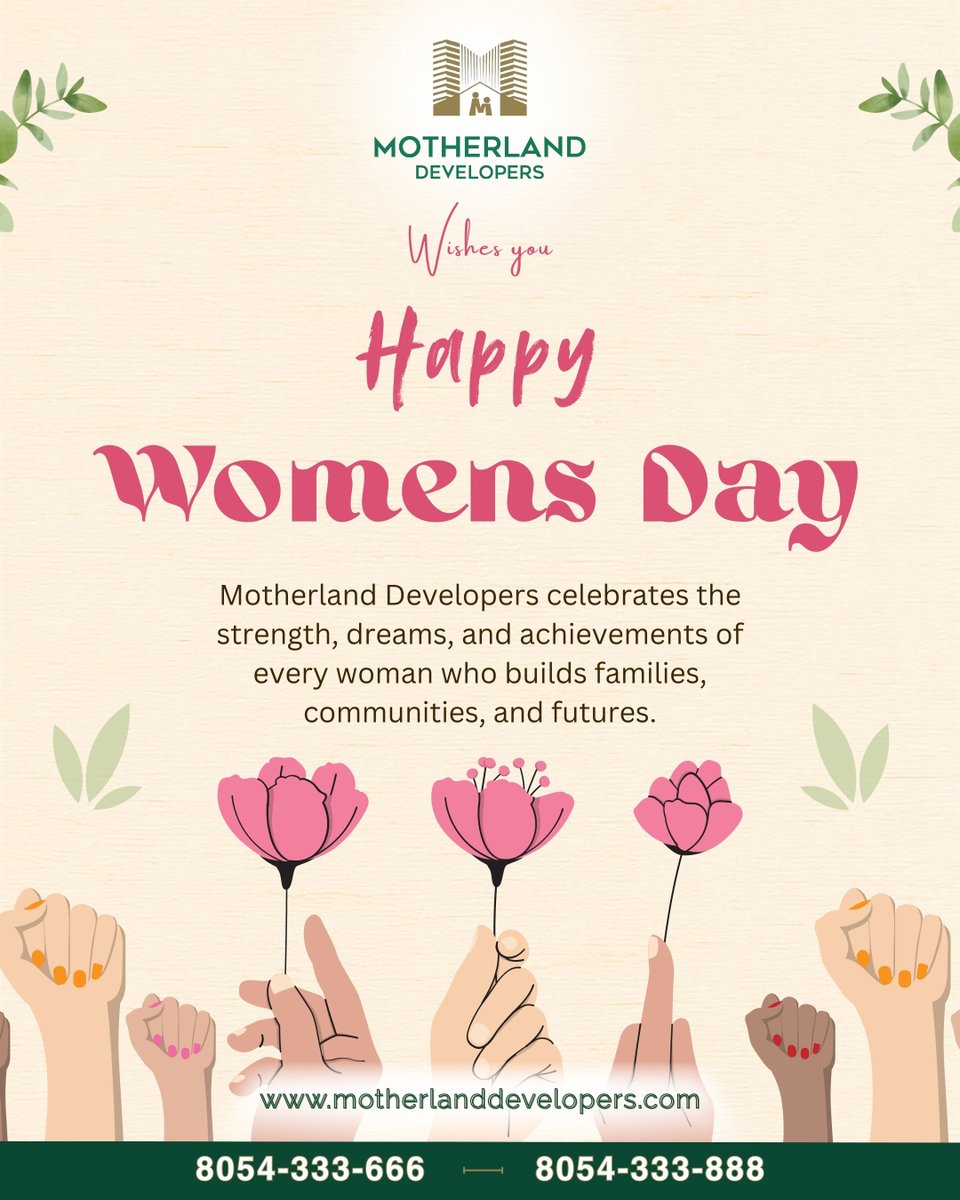 MotherlandDev's tweet photo. Celebrating the strength, resilience &amp; grace of women who shape families and communities every day. 🌸
Motherland Developers wishes you a Happy International Women’s Day! 

#WomensDay #InternationalWomensDay #CelebrateWomen #WomenEmpowerment #MotherlandDevelopers https://t.co/JjHxj9dsJK