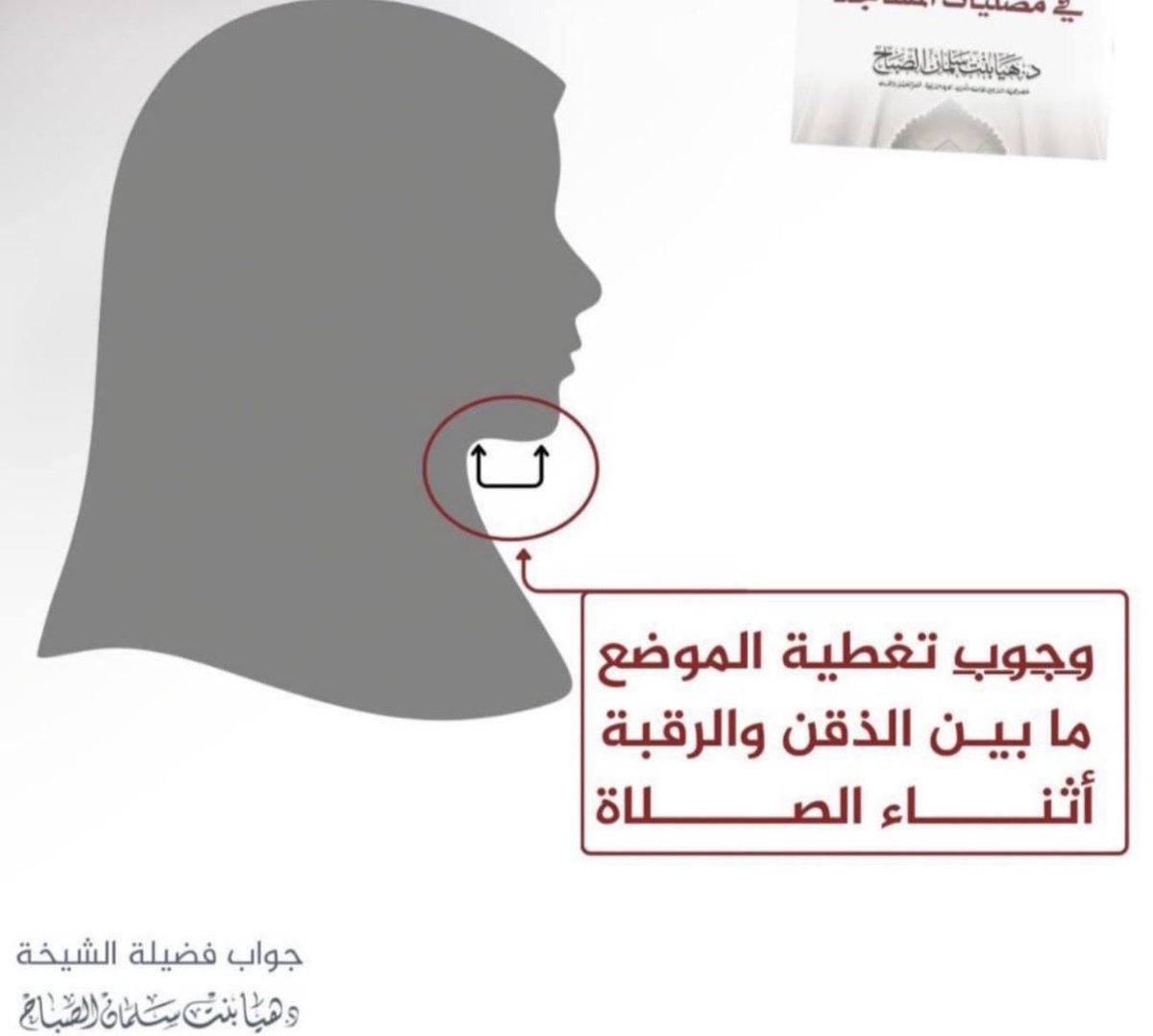 " *يجب على المرأة تغطية أسفل الذّقن أثناء الصّلاة* "