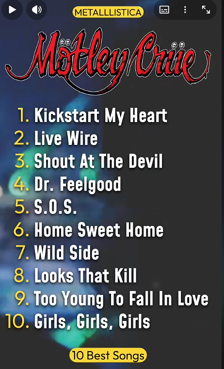 7RockLists's tweet image. Some one else doing Crue songs on YouTube.
Here's their Top10.
We are currently coumting down our #Top7.
A pretty good list but I'd swap Out 'Home Sweet Home' for 'Primal Scream' ;)