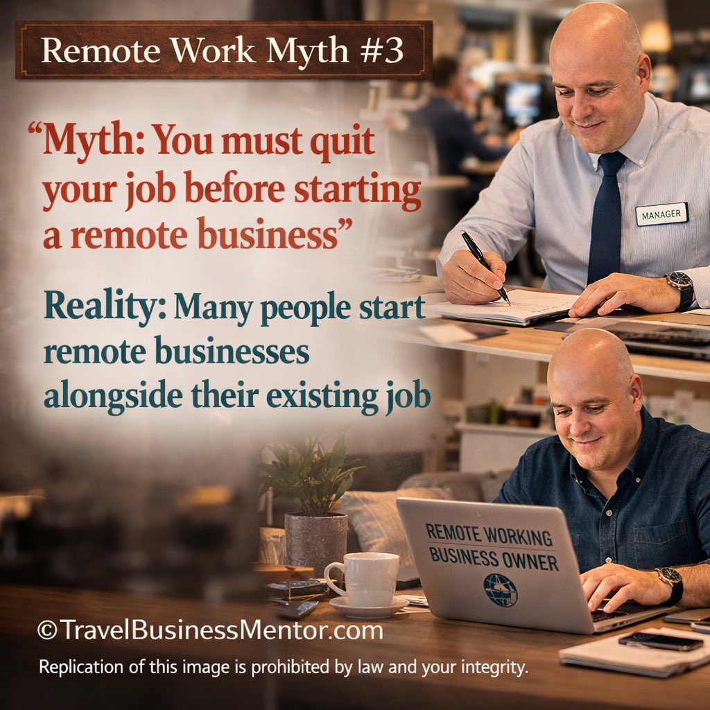 DanOri's tweet photo. Myth: You must quit your job to start a remote business.
Many people start part time.

https://t.co/BQbFTxgV7Q

#RemoteWork #WorkFromHome #OnlineBusiness https://t.co/mIFHc5Y1WE