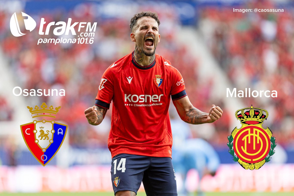 TRAK_FM's tweet photo. ¡Hoy es día de fútbol! Llega el partidazo contra el Mallorca y no hay mejor forma de vivirlo que con el mejor equipo de la radio. Pasión, emoción y ese sentimiento rojillo que solo nosotros sabemos transmitir.
#Osasuna vs R.C.D. #Mallorca; 14:00h
​¡No te lo pierdas! https://t.co/QpTmEnrvhI
