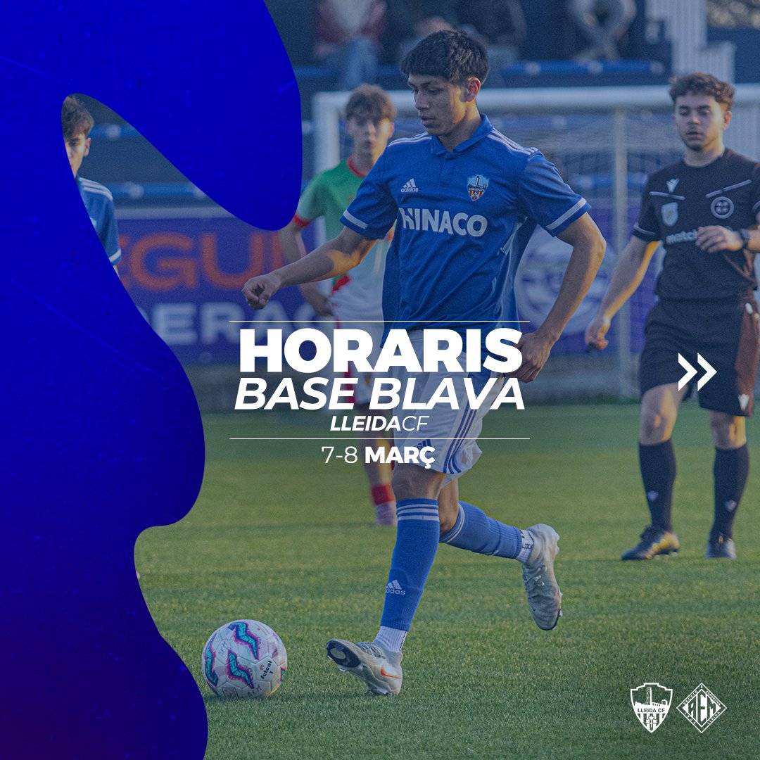 LleidaCF's tweet photo. Aquests són els horaris d’aquest cap de setmana de la Base Blava! 💙💪🏻
#BaseBlava #MésViusQueMai #LleidaCF https://t.co/eFH2W9Bt6N