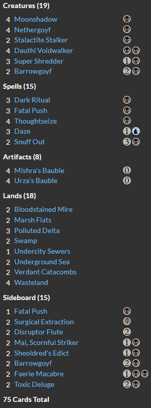 Magic4everBots's tweet photo. 🚀 Almost Mono-Black Midrange claims 3rd in Legacy MTGO Challenge! 🔥
musasabi's black powerhouse splashes blue just for Daze, crushing with 3x Super Shredder from TMNT – ballooning huge off Legacy's grave/fetch chaos! 🐢💪 Shredder shreds the meta! #MTGxTMNT https://t.co/B5yibvs1v3