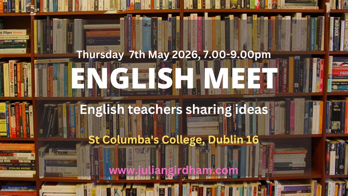 sccenglish's tweet image. English Meet 2026: the fifth gathering of English teachers based in the Dublin area, to share practice.  

Thursday 7th May, 7.00-9.00pm.   #edchatie

Free tickets:
eventbrite.ie/e/english-meet…
