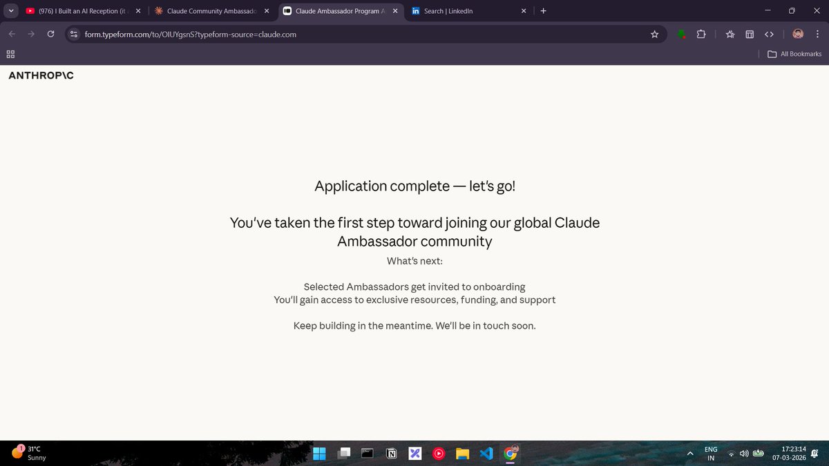 Anish_2210's tweet photo. Took the first step.

#Claude #community https://t.co/HZoZYPFZlC