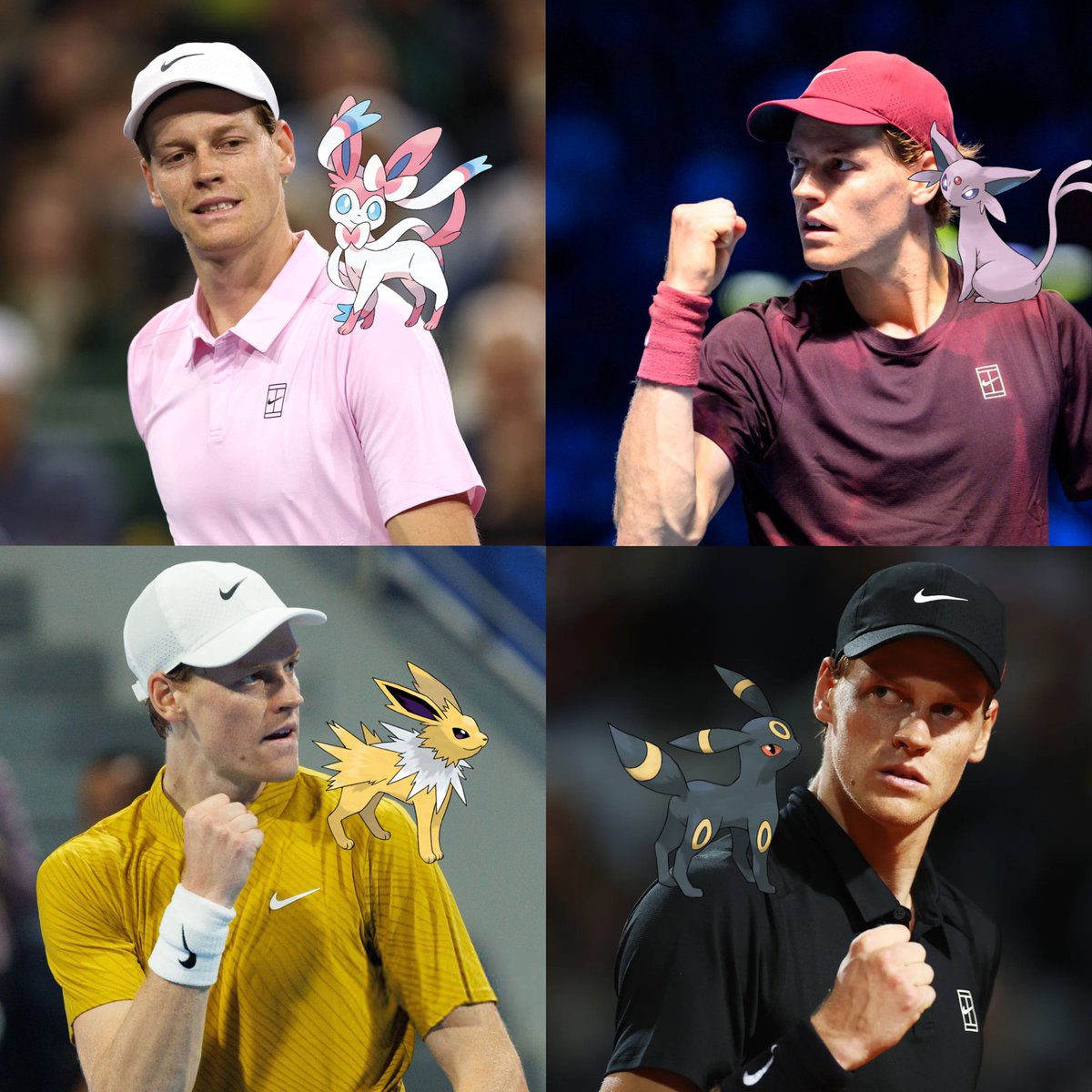 Jannik Sinner and evolutions of his assigned Pokémon at birth 🦊