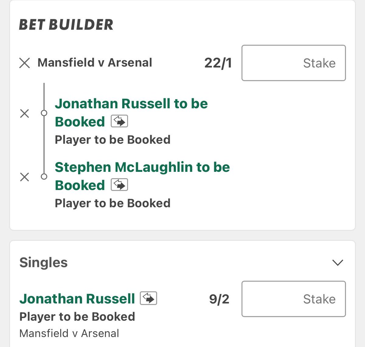 bluenwhitebets's tweet image. mansfield vs arsenal 🏴󠁧󠁢󠁥󠁮󠁧󠁿

mclaughlin has 6 🟨 this season and is against dowman who’s a magnet for winning fouls 

russel i like at 9/2 in the midfield - was between him and reed but ive opted for russel

taking both singles + double