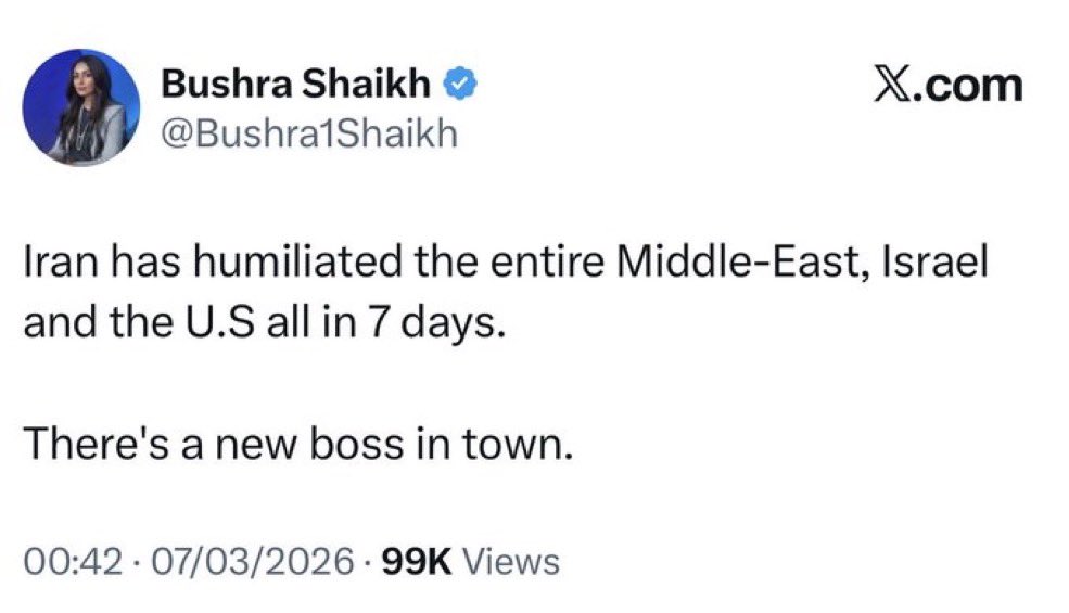 >literally loses entire regime leadership, navy, launch sites, every IRGC base, most police stations, thousands of irgc and basijis dead, khamenei dead, mojtaba in hiding, all in a week
>"they're winning though"

Welcome to the UK pakistani brain.