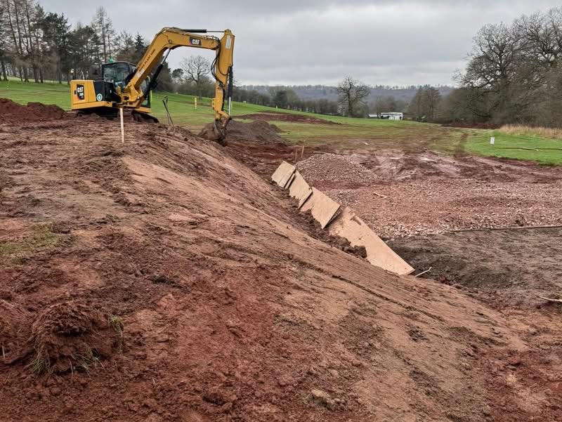 GolfTrentham's tweet photo. The greens team making great progress this week with the practice ground improvements. With around 400 tons of soil/clay moved already it’s a working progress this week. 
The team are on schedule and we’re excited for our members to see it ready for play later this month. 🙌 https://t.co/052RVetE3i