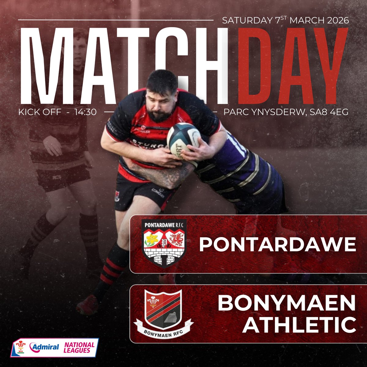 Bonymaenrugby's tweet photo. Match Day 🏉

📍Parc Ynysderw, SA8 4EG
⏰ 14:30
🆚 Pontardawe
🏆 Division 4 West Central

#UppaMaen #WRUcommunity https://t.co/kL081LDxGi