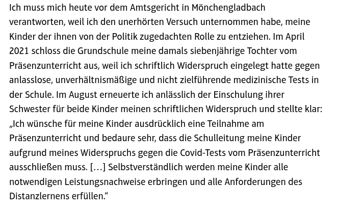 Heute vor 4 Jahren:
"Schulkinder müssen sich Coronatests unterziehen. Stellen Eltern das in Frage, drohen ihnen vor Gericht Maßnahmen bis zum Kindesentzug. Erfahrungsbericht einer betroffenen Mutter."
novo-argumente.com/artikel/warnsc…