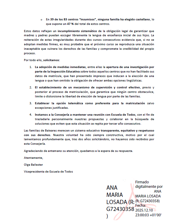 ⭕️Educación de Baleares guarda silencio ante las graves irregularidades del proceso de elección de lengua en Infantil denunciadas por <a href="/_escueladetodos/">Escuela de Todos</a> 
Se niega a investigar a 52 centros que impidieron a las familias elegir lengua libremente
No es ERC ni Junts,es <a href="/ppbalears/">PP Balears</a> 

🧵