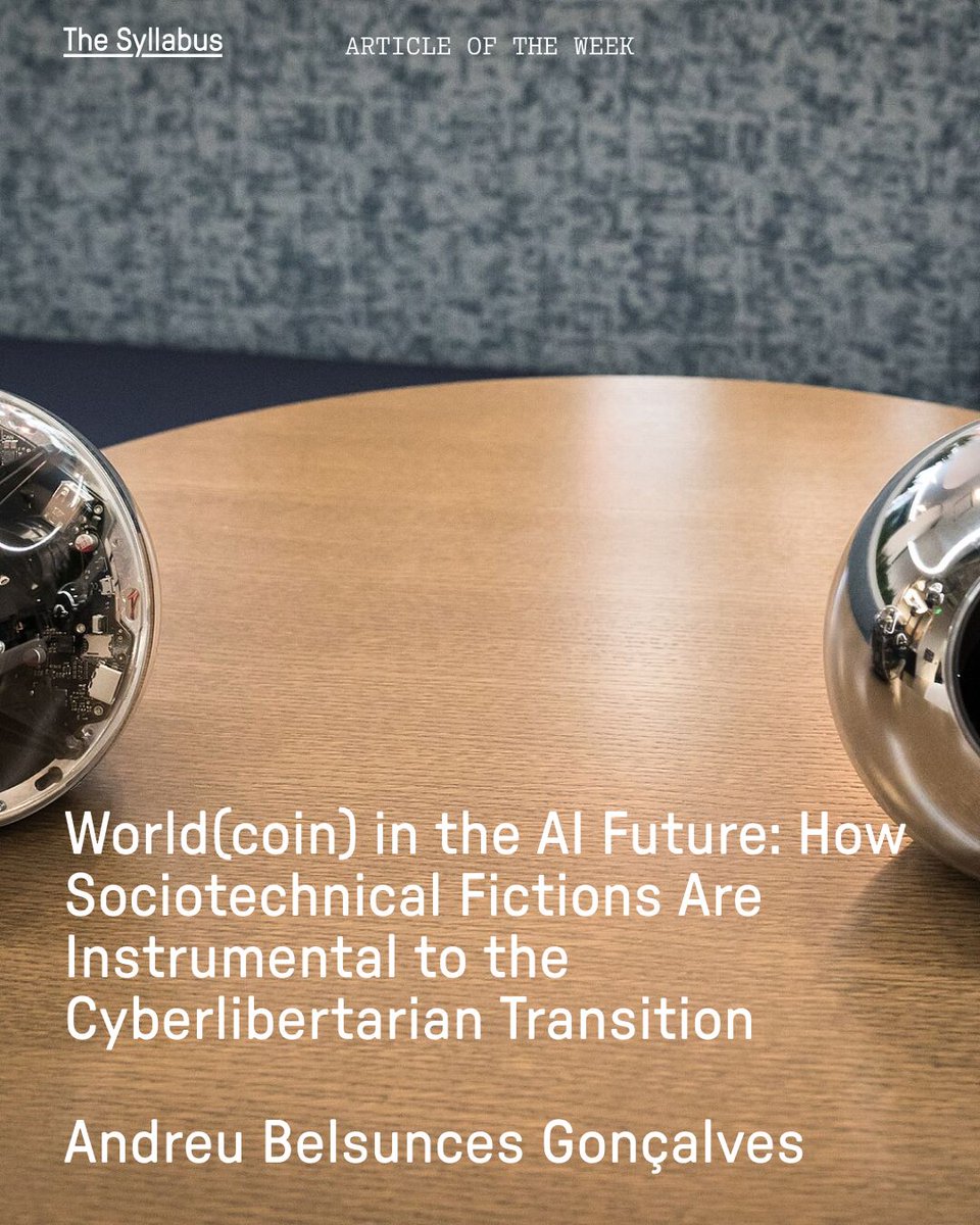 World (formerly Worldcoin) is Silicon Valley’s latest gambit to fuse surveillance with finance while "saving" humanity. Our article of the week dissects World as a paradigmatic case of cyberlibertarian technopolitics.

By <a href="/abelsunces/">Andreu Belsunces</a> &amp; <a href="/laura4lano/">Dr. Laura Forlano</a>

buff.ly/TXMUAce