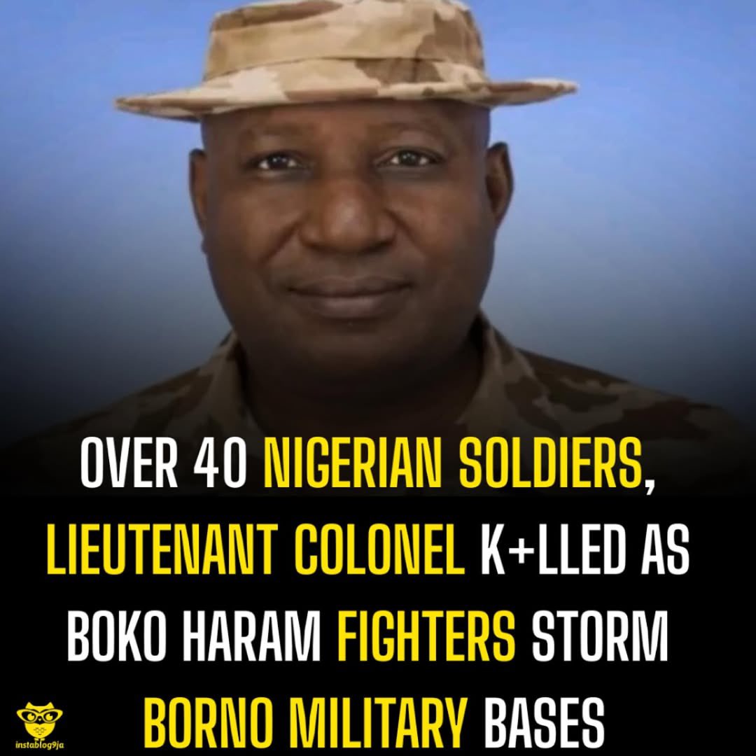Over 40 Nigerian Soldiers, Lieutenant Colonel K+lled As Boko Haram Fighters Storm Borno Military Bases 

More than 40 Nigerian soldiers have been confirmed d+ad after militants linked to the Islamic State West Africa Province (ISWAP), a faction of Boko Haram, launched coordinated