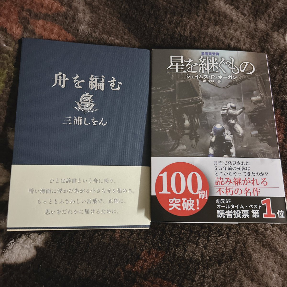 _____y0829's tweet photo. このカバーの文庫版『舟を編む』、発売していることを知らなくて本屋さんでびっくりした‼️やっぱりこのカバーじゃないとな。大好きな作品だから嬉しい。即買いでした。もう1冊は前から読んでみたかった『星を継ぐもの』。

 #今日買った・届いた本を紹介する https://t.co/Nziz196OmW