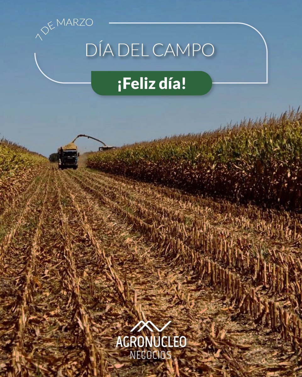 agronucleo's tweet photo. 🌾 El 7 de marzo celebramos a quienes trabajan la tierra con esfuerzo, conocimiento y pasión.

El campo es producción, es innovación y es futuro.
Y nosotros estamos orgullosos de acompañarlo todos los días.

🤝 Agronucleo, junto al productor.

#diadelcampo #cercadelproductor https://t.co/AW2G8hH8Bz