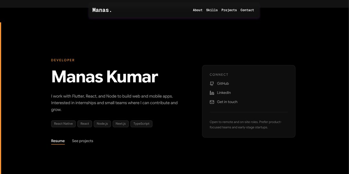 ManasKumar3003's tweet photo. btw all this is done from my portfolio, just powered my portfolio :) https://t.co/faIeZCNKsA