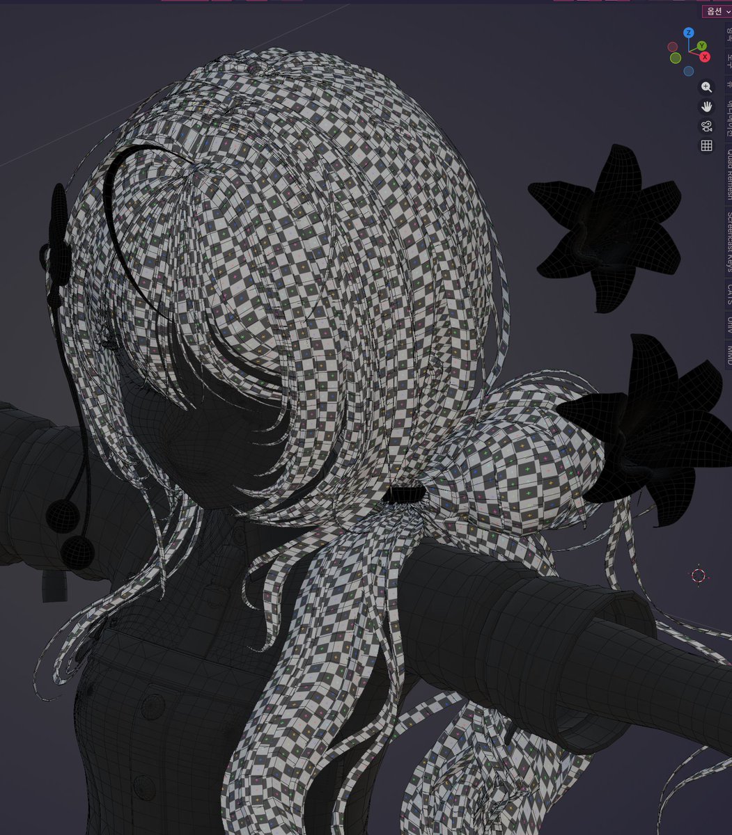 PaleRoze_'s tweet photo. Hair UV wip🏁🏁

#3d #blender https://t.co/2k88afso3p