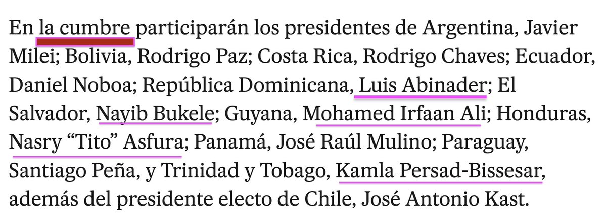 La tontería de hoy: leía la lista de los 12 presidentes  de la derecha ñamericana que homenajean al señor Trumpf en su club de golf de Mashami. ¿No es curioso que 5 de 12 sean de origen mediooriental, en una región donde no son tantos?
¿Explicaciones, hipótesis?